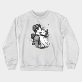 Romantic couple hugging lovingly Crewneck Sweatshirt